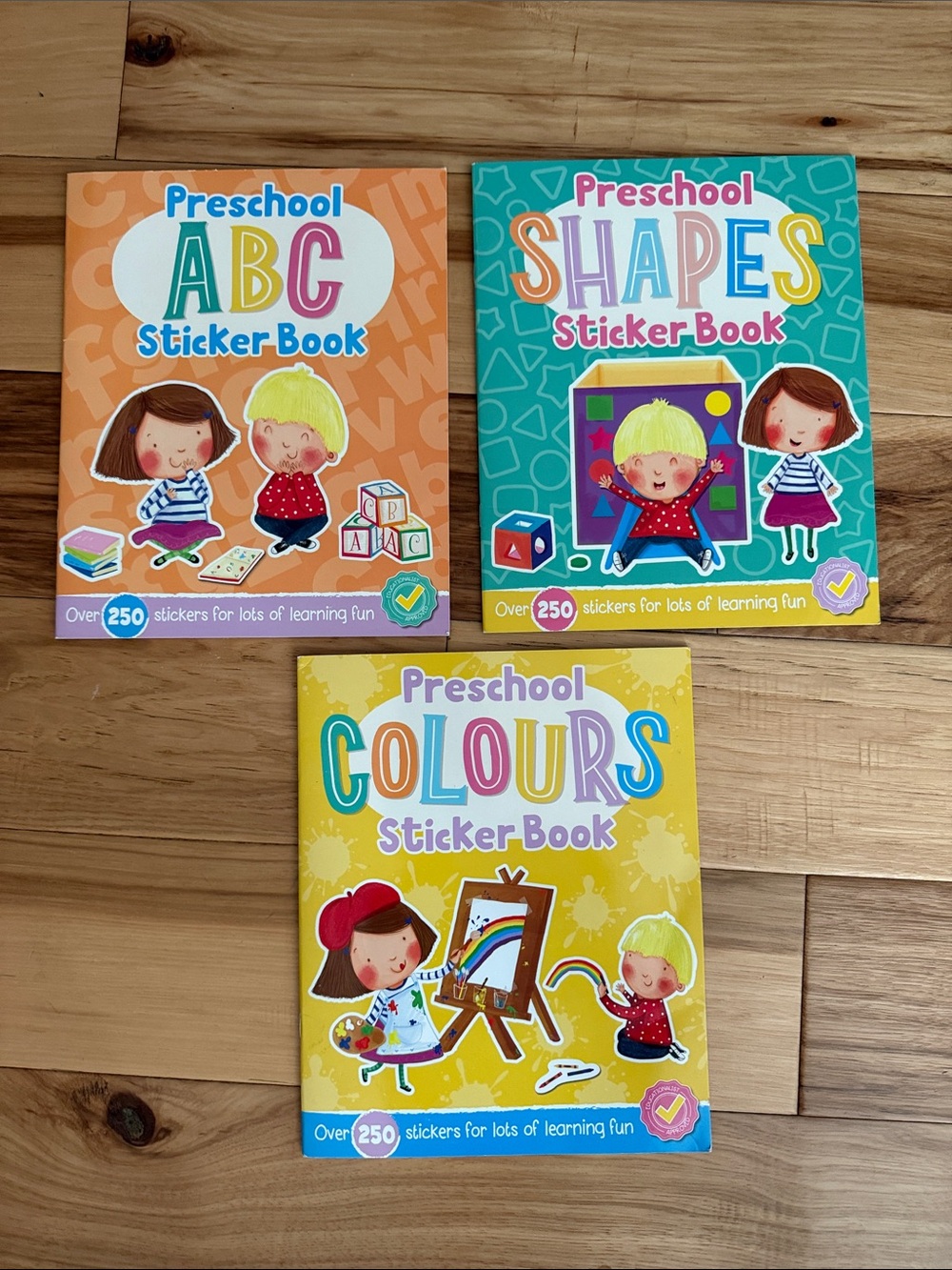 Preschool ABC, Shapes & Colours Sticker Book Set - Bright Kids Learning Activity